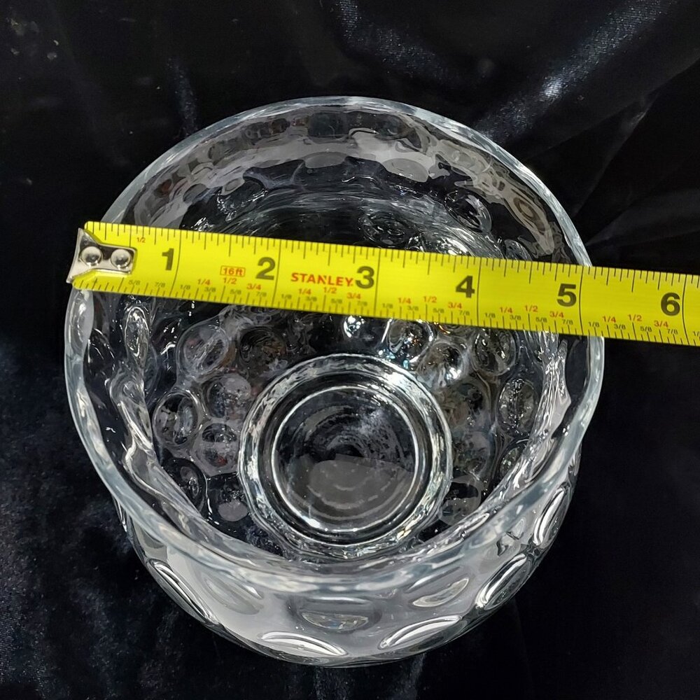 Coin Dot Thumbprint Czech Clear Art Glass 7 inches Vase - Picture 6 of 8
